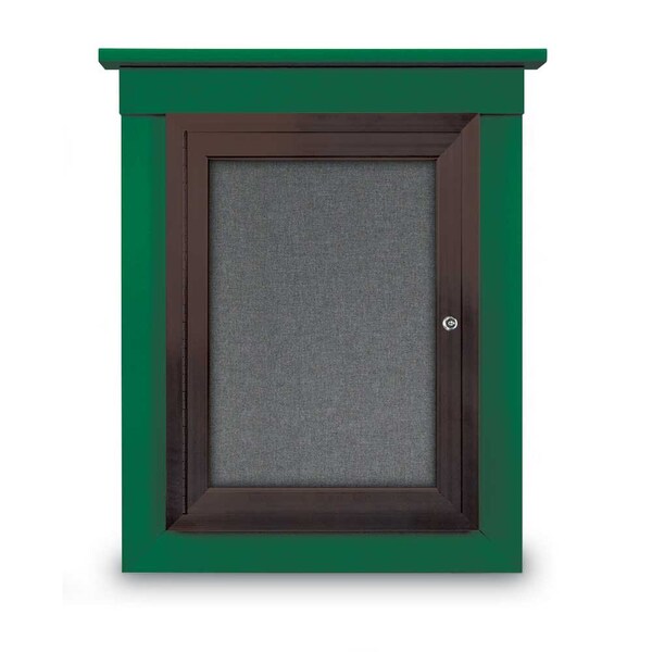 60"x48" 2-Door Enclosed Letterboard, Green Felt/Lt Oak